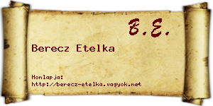 Berecz Etelka névjegykártya